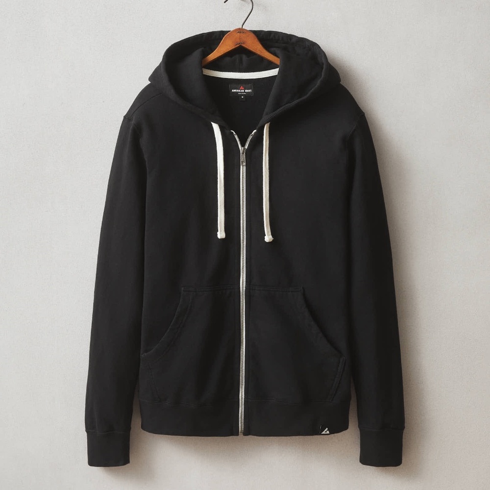 American Giant Mens' Midweight Full Zip (Black) (Medium)